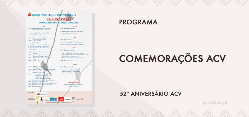 Programa das Comemorações do 52º Aniversário da ACV